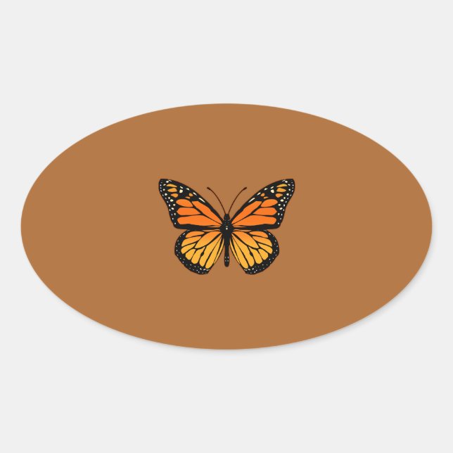 Pegatina Ovalada Monarch Butterfly Joy (Anverso)