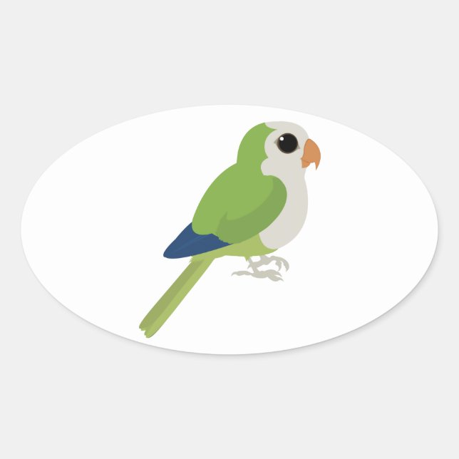 Pegatina Ovalada Monk Parakeet (Anverso)
