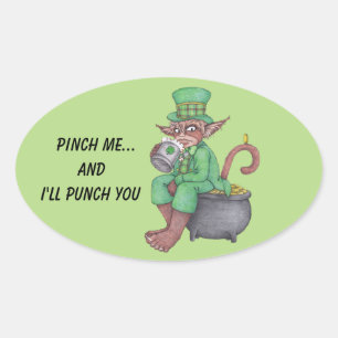 Pegatina Ovalada Monkey Gnome Leprechaun Pegatinas