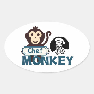Pegatina Ovalada Mono de Chef