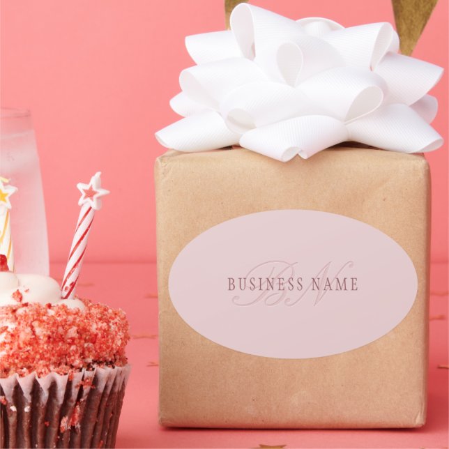 Pegatina Ovalada Monograma elegante | Oro rosa (Fiesta)