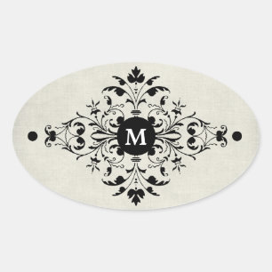 Pegatina Ovalada Monograma Gray Flannel