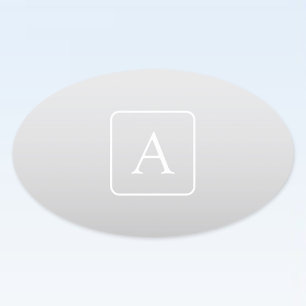 Pegatina Ovalada Monograma sutil gradiente gris claro