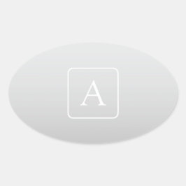 Pegatina Ovalada Monograma sutil gradiente gris claro