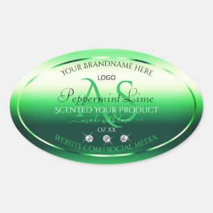 Pegatina Ovalada Monograma y logotipo de Diamantes de imitación de 