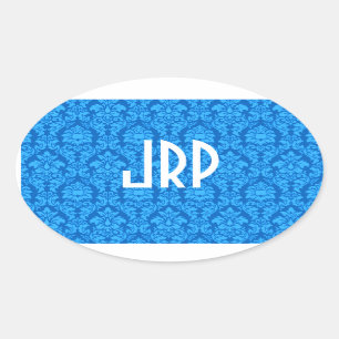 Pegatina Ovalada Monogramed Damask