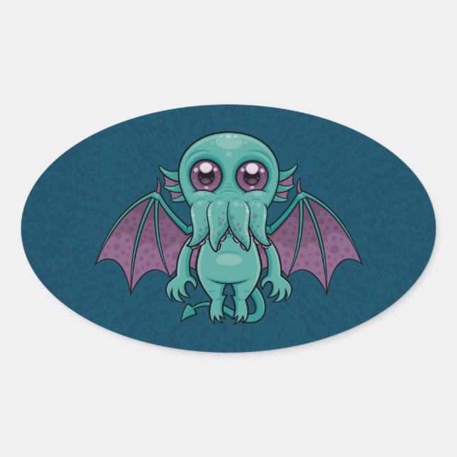 Pegatina Ovalada Monstruo de Cthulhu (Anverso)