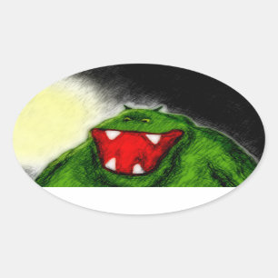 Pegatina Ovalada Monstruo nocturno