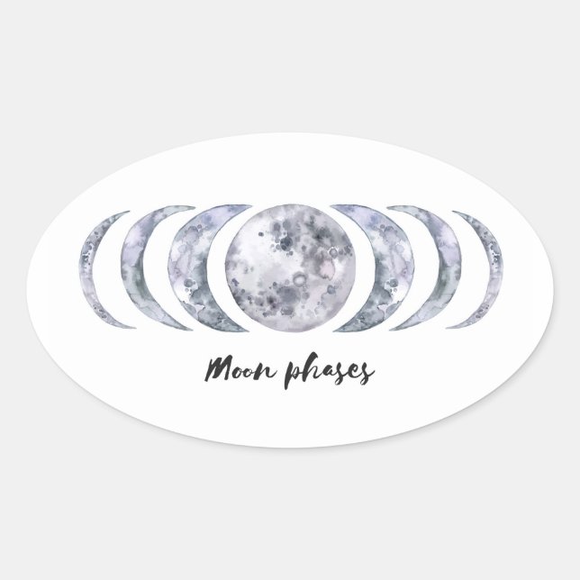 Pegatina Ovalada Moon Phases (Anverso)