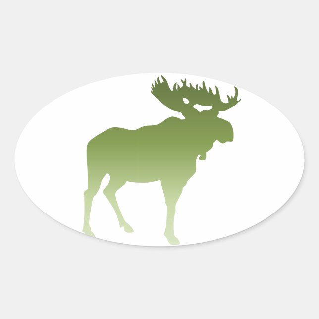 Pegatina Ovalada Moose verde (Anverso)