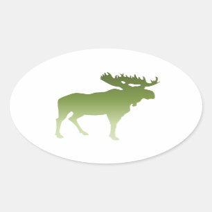 Pegatina Ovalada Moose verde