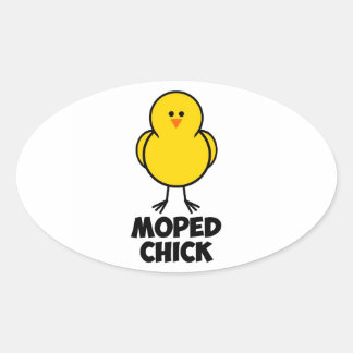 Pegatina Ovalada Moped Chick