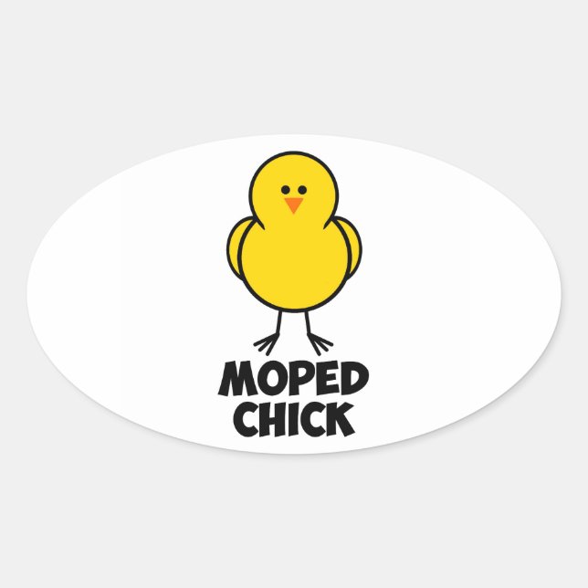 Pegatina Ovalada Moped Chick (Anverso)