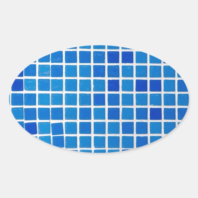 Pegatina Ovalada Mosaico azul (Anverso)