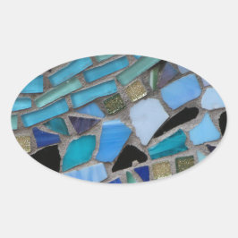 Pegatina Ovalada Mosaicos azules y verdes