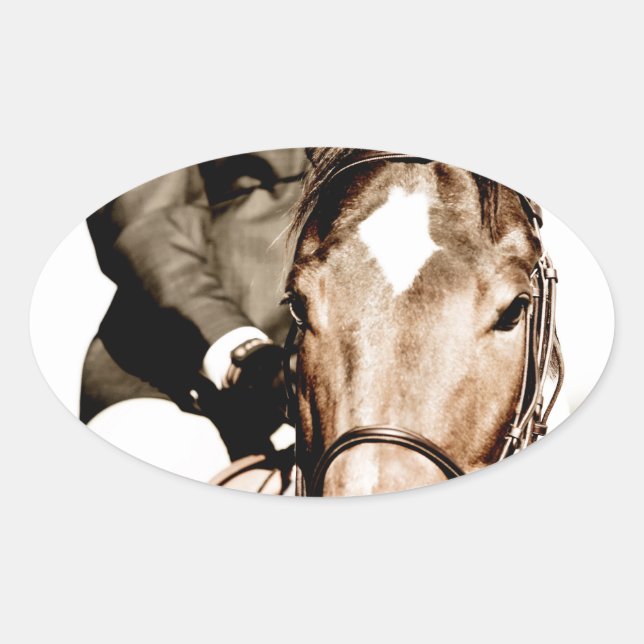 Pegatina Ovalada Mostrar caballo (Anverso)