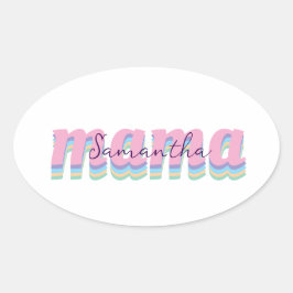 Pegatina Ovalada Mothers day custom kids name MAMA gift