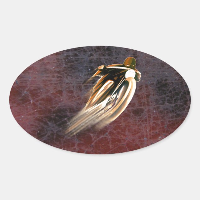 PEGATINA OVALADA MOTOCICLETA DE CARRERAS DE VENTAJAS. (Anverso)