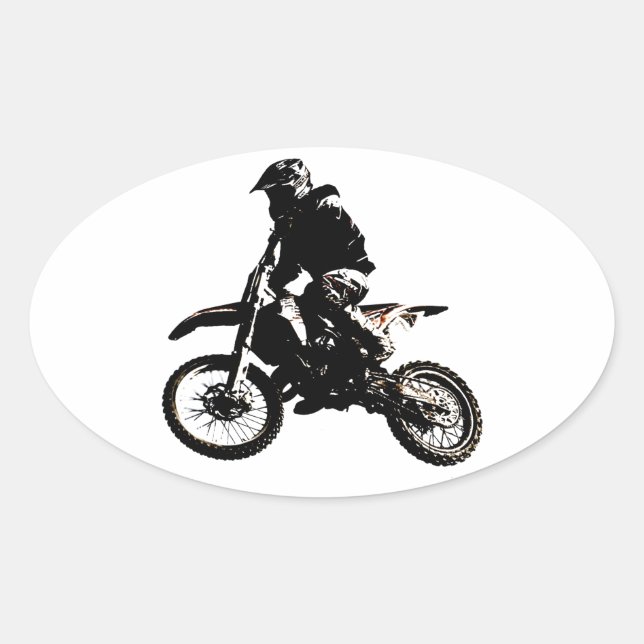 Pegatina Ovalada Motocross (Anverso)