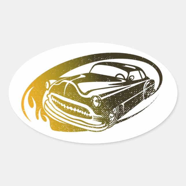 Pegatina Ovalada Motodeportes de autos de carreras rápido American  (Anverso)