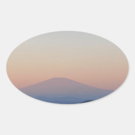 Pegatina Ovalada Mt Fuji Sunset
