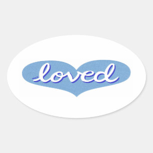 Pegatina Ovalada Mucho amor - corazón de amor azul -