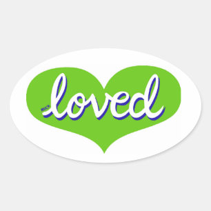 Pegatina Ovalada Mucho amor - corazón de amor verde -