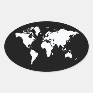 Pegatina Ovalada Mundo Elegante Negro