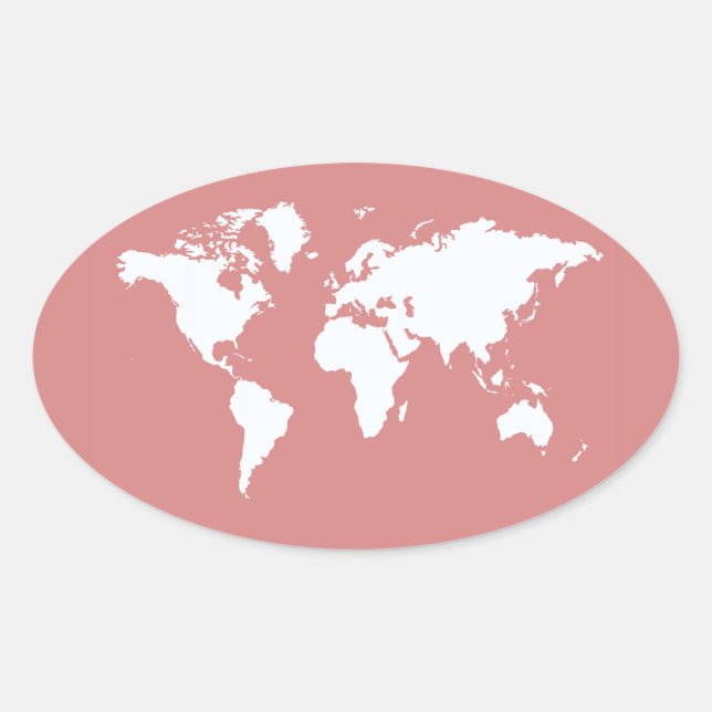 Pegatina Ovalada Mundo rosa elegante (Anverso)