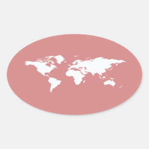 Pegatina Ovalada Mundo rosa elegante