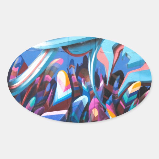 Pegatina Ovalada Muro de graffiti de Guay (Anverso)