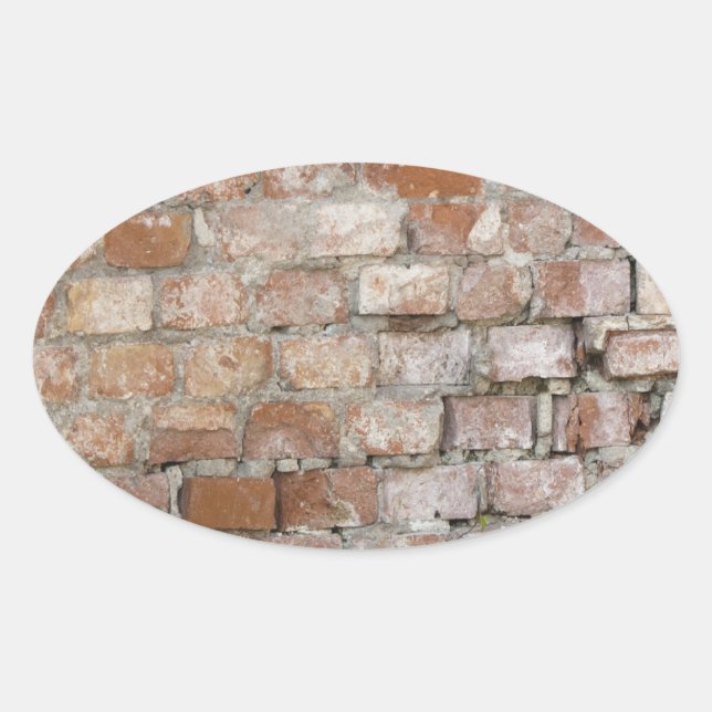 Pegatina Ovalada Muro de ladrillo antiguo (Anverso)
