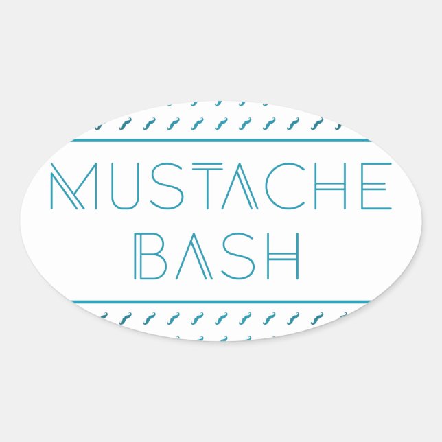 Pegatina Ovalada Mustache Bash Metro (Anverso)