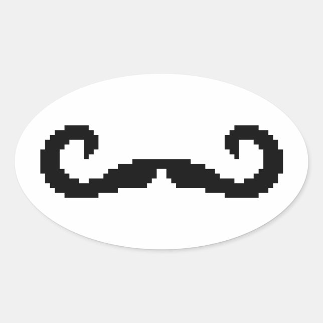 Pegatina Ovalada Mustache de manillar para píxeles de 8 bits (Anverso)