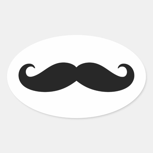 Pegatina Ovalada Mustache Mustache, diseño de bigote (Anverso)