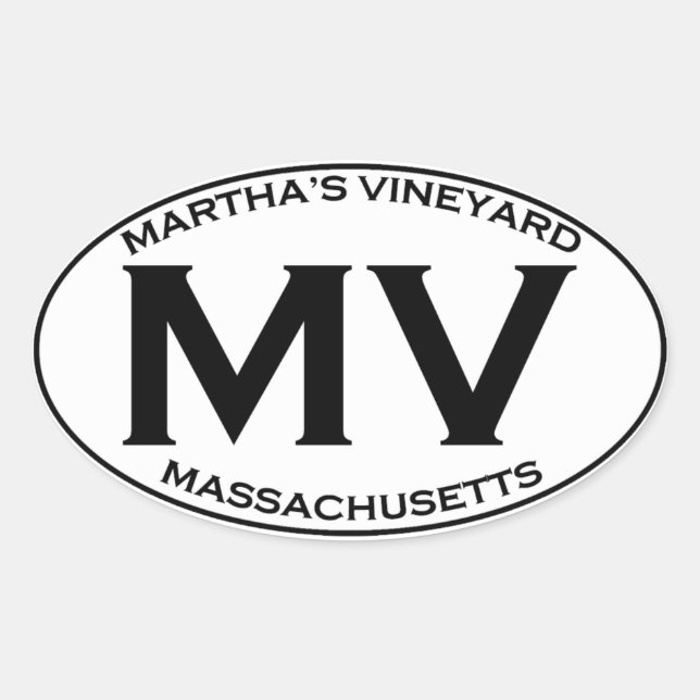 Pegatina Ovalada MV - Massachusetts del viñedo de Martha (Anverso)
