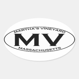Pegatina Ovalada MV - Massachusetts del viñedo de Martha