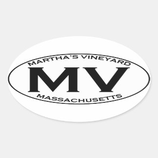 Pegatina Ovalada MV - Massachusetts del viñedo de Martha