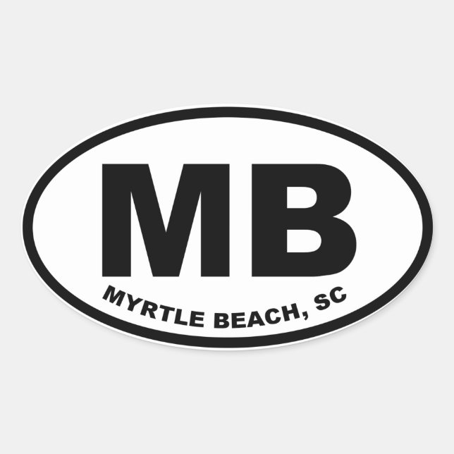 Pegatina Ovalada Myrtle Beach MB (Anverso)