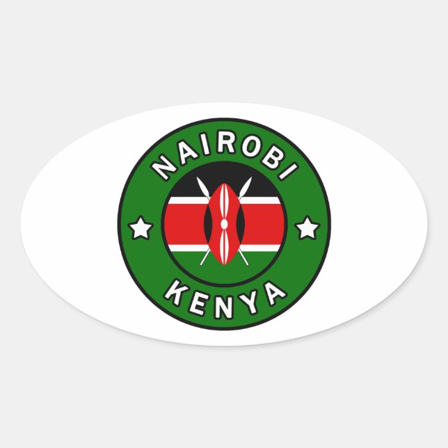 Pegatina Ovalada Nairobi Kenya (Anverso)