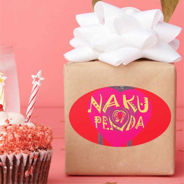 Pegatina Ovalada Nakupenda Love Art - Swahili Heart Design (Fiesta)