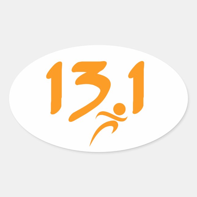 Pegatina Ovalada Naranja 13.1 media maratón (Anverso)
