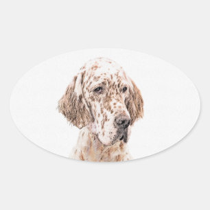 Pegatina Ovalada Naranja de Inglaterra Belton Pintura de Perro Arte