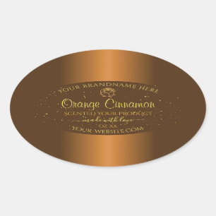 Pegatina Ovalada Naranja de moda Etiquetas de productos marrones Ro