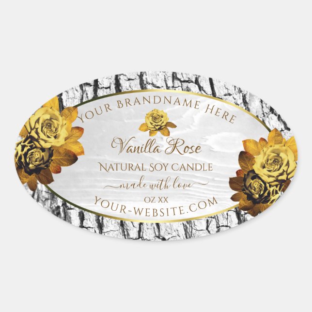 Pegatina Ovalada Naranja floral Láminas de grano de grano de grano  (Anverso)