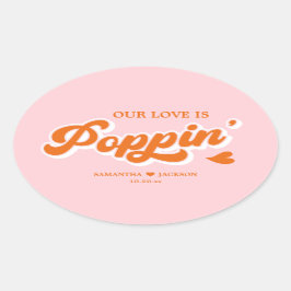 Pegatina Ovalada Naranja rosa Boda colorido Popcorn Favor