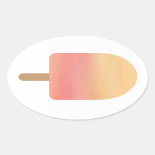 Pegatina Ovalada Naranja rosa Popsicle Summer Frozen Tret