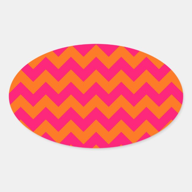 Pegatina Ovalada Naranja y Zigzag Rosa (Anverso)