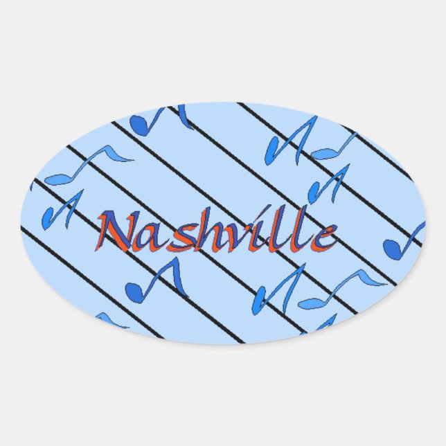Pegatina Ovalada Nashville Notes Blue (Anverso)