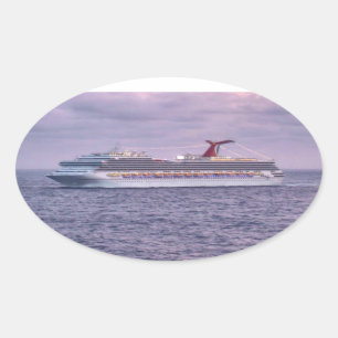 Pegatina Ovalada Nave en púrpura